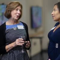 Mary Ann Cartwright speaking with Briette Bryant Phillips